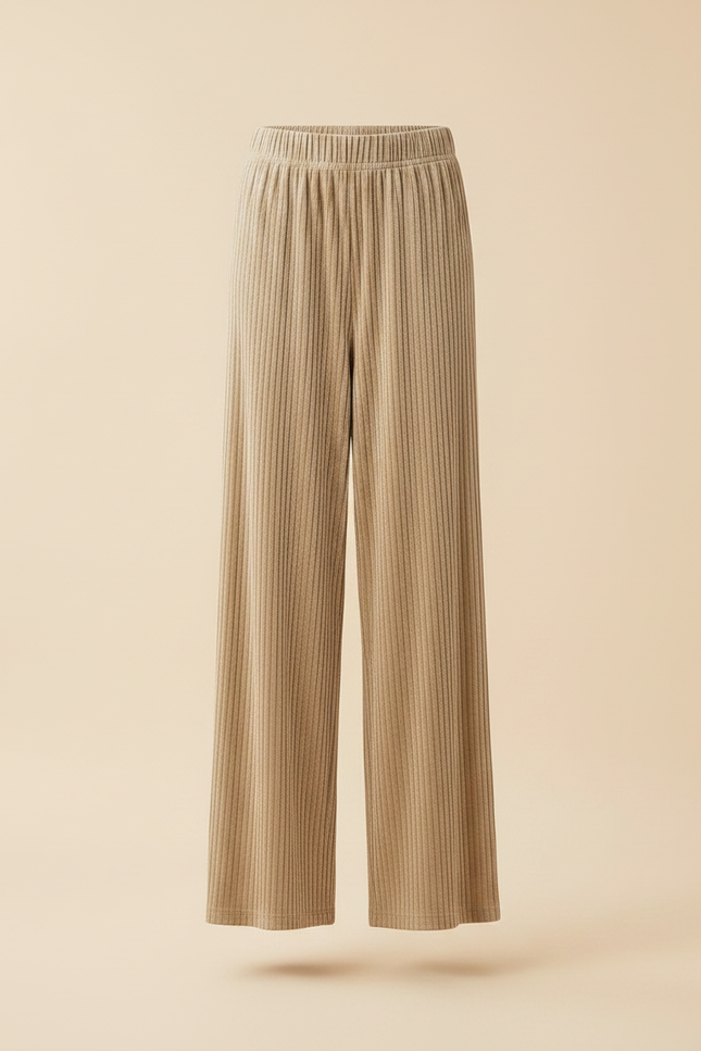 Pantalon Velours Beige Côtelé Ample Fluide Femme - vue 3