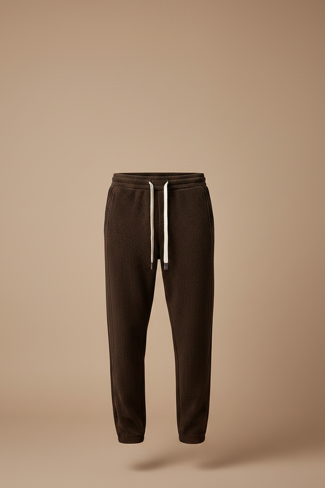 Pantalon Velours Marron Côtelé Coupe Droite Ample - Cordé - vue 3