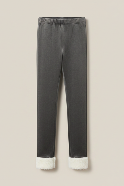 Pantalon Velours Gris Slim Doublé Polaire Femme - vue 3