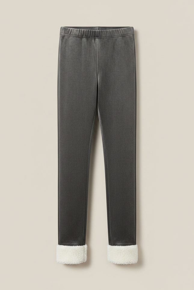Pantalon Velours Gris Slim Doublé Polaire Femme - vue 3