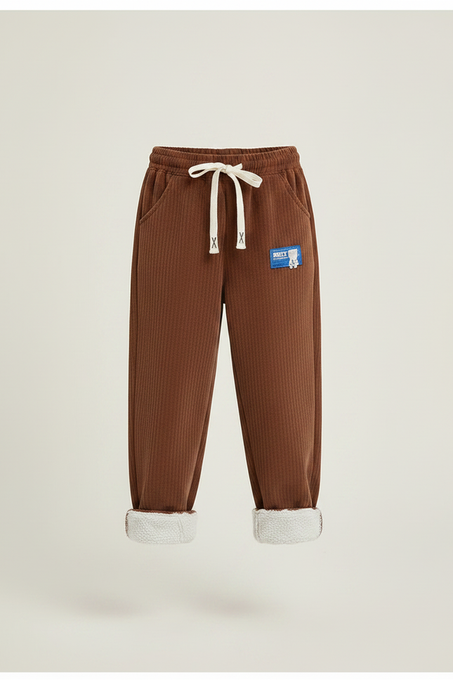 Pantalon Velours Marron Côtelé Ample Doublé Enfants - vue 3