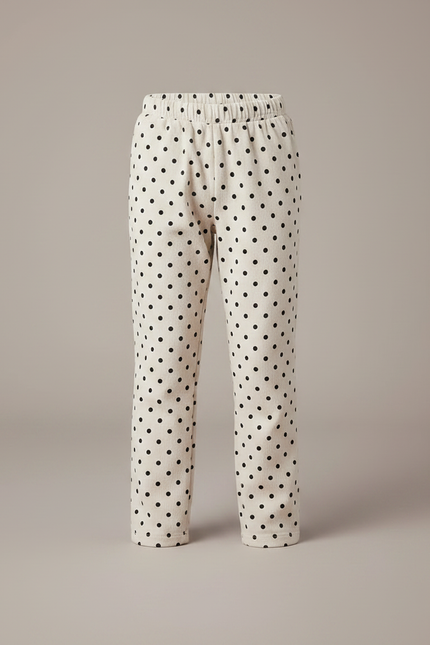 Pantalon Velours Crème Points Noirs Ample Enfant - Beige - vue 3
