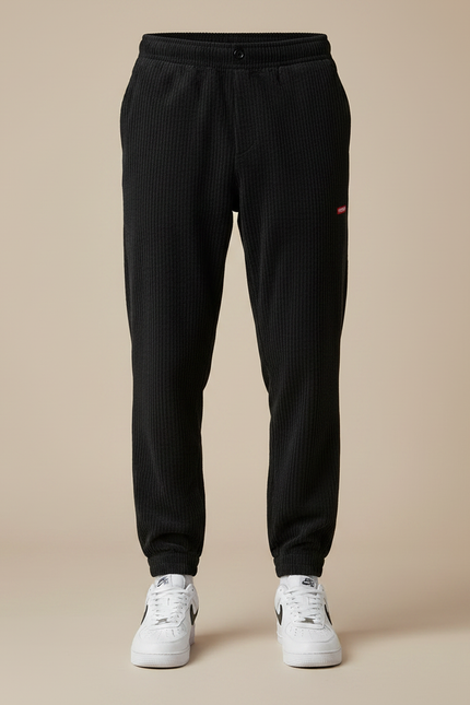 Pantalon Jogging Velours - Noir Cordé - vue 3