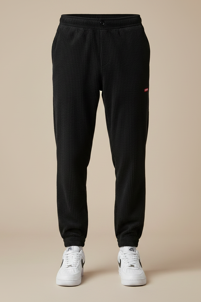 Pantalon Jogging Velours - Noir Cordé - vue 3