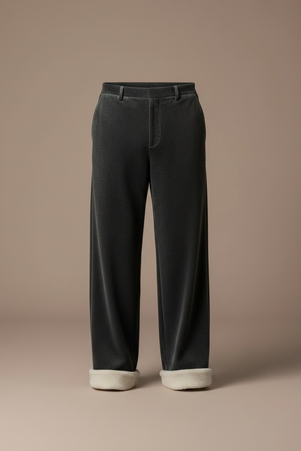 Pantalon Velours Gris Droit Ample Confortable Homme - vue 3