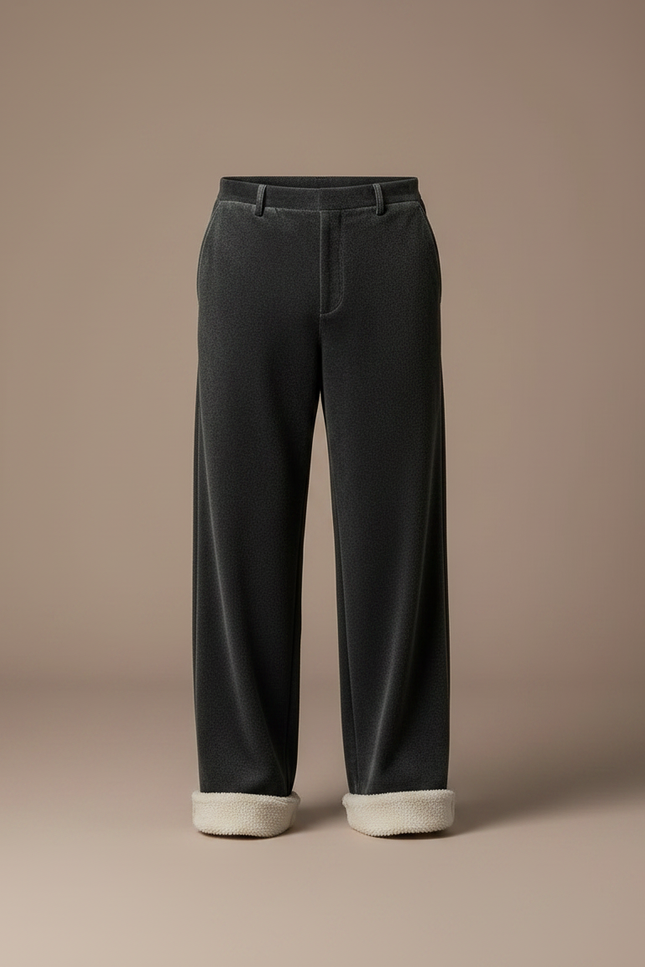 Pantalon Velours Gris Droit Ample Confortable Homme - vue 3