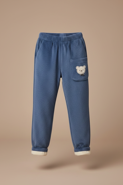 Pantalon Bleu Velour - Cordé - vue 3