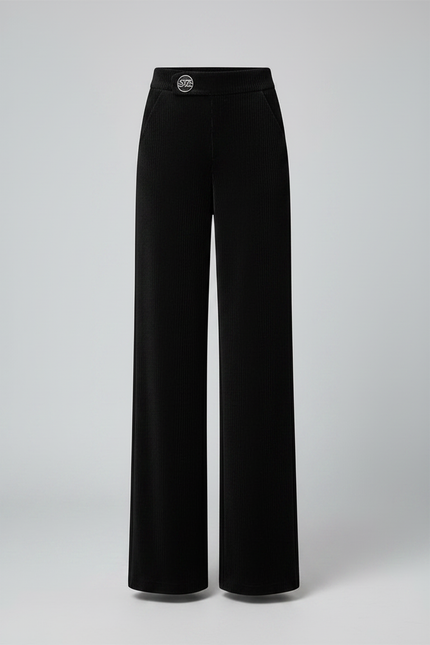 Pantalon Velours Noir Côtelé Ample Taille Haute Femme - Cordé - vue 3