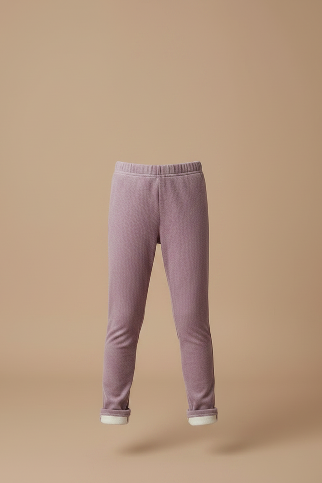 Pantalon Velours Mauve Enfant Fille Doux Hiver - Violet Molleton - vue 3