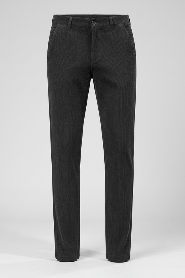 Pantalon Velours Côtelé Noir Droit Homme Élégant - Cordé - vue 3