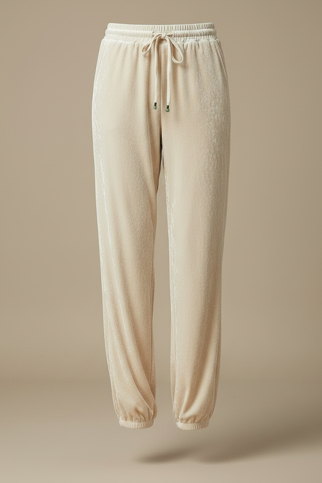 Pantalon Velours Beige Fluide Droit Décontracté Femme - vue 3