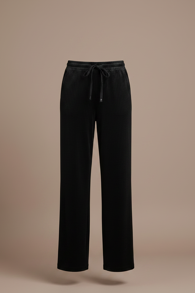Pantalon Large Velours Côtelé - Noir Cordé - vue 3