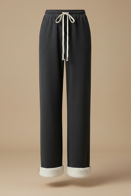 Pantalon Velours Côtelé Noir Droit Chaud Femme - Cordé - vue 3