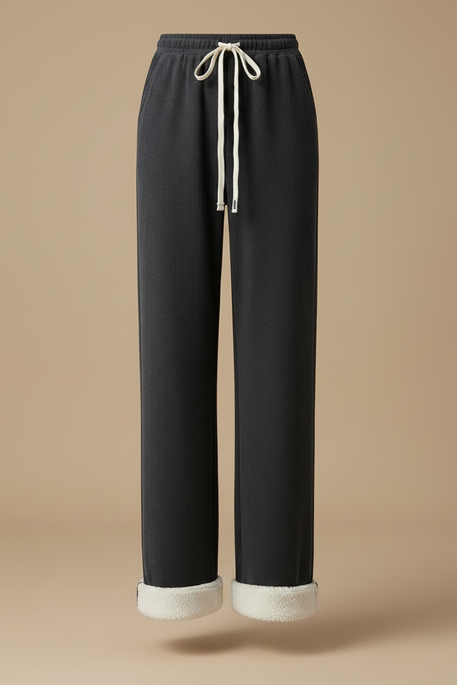Pantalon Velours Côtelé Noir Droit Chaud Femme - Cordé - vue 3