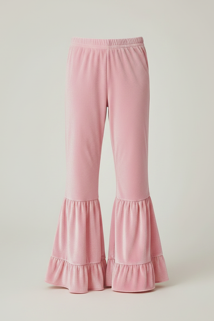 Pantalon Large Velours Fille - Rose - vue 3