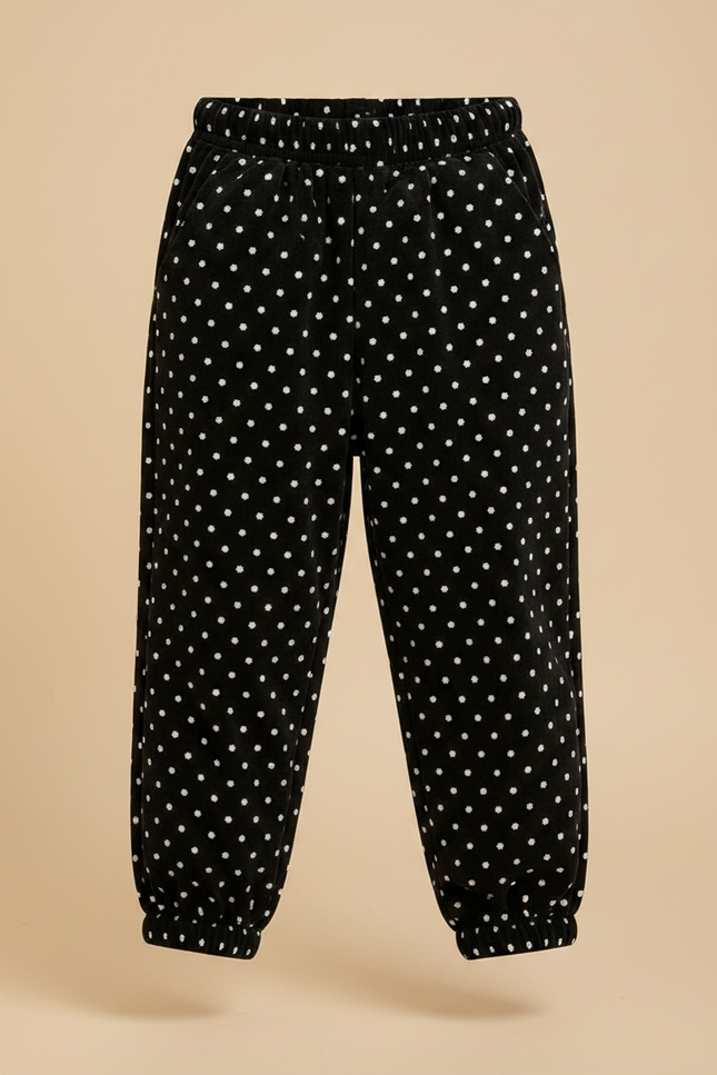 Pantalon Velours Noir À Pois Ample Décontracté Enfant - vue 3