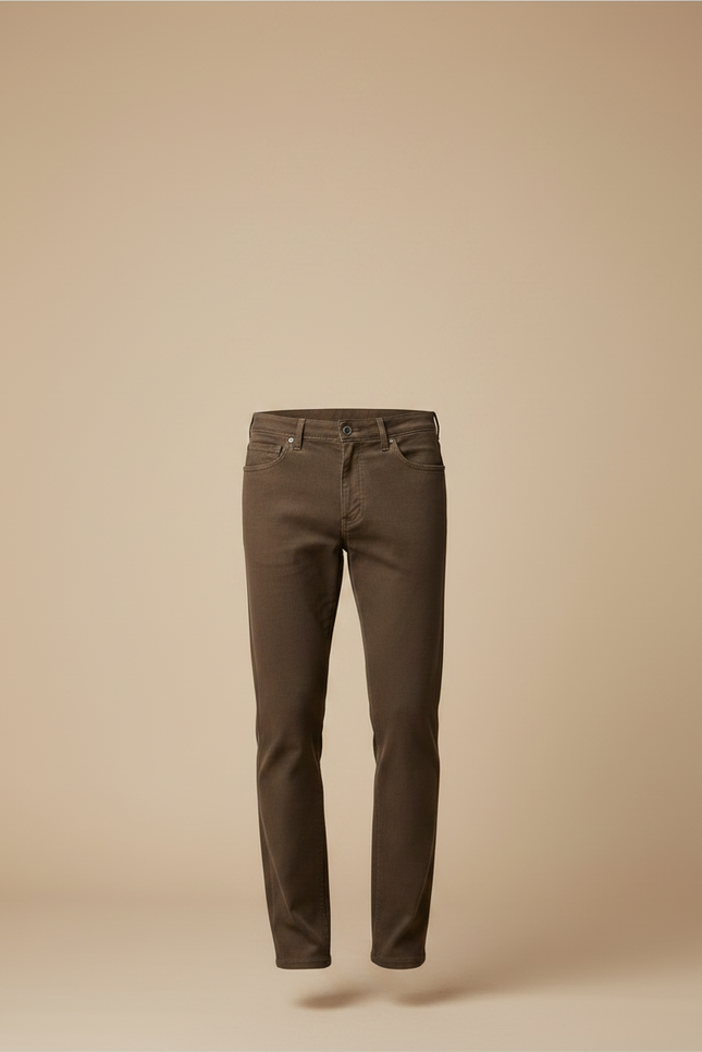 Pantalon Velours Marron Coupe Droite Classique Homme - vue 3