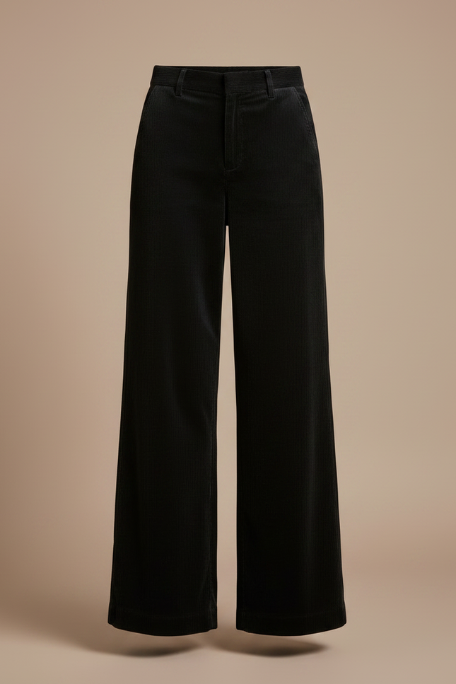 Pantalon Velours Cotele Noir Femme - vue 3