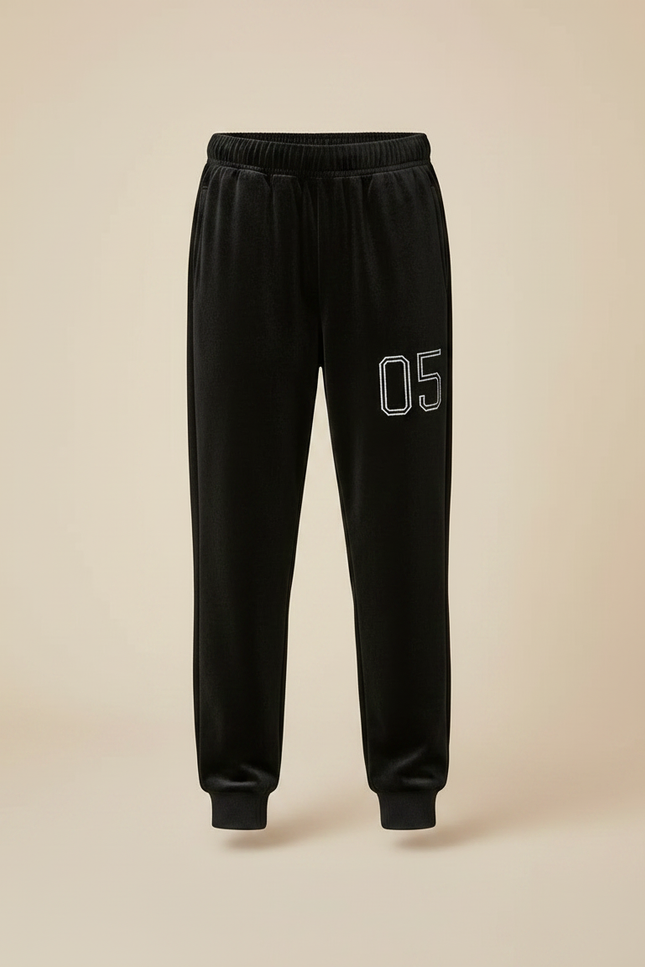 Pantalon Velours Noir Garçon Sport Jogging Chiffre - vue 3