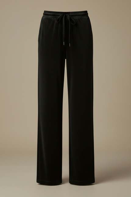 Pantalon Velours Noir Ample Fluide Cordon Femme - vue 3