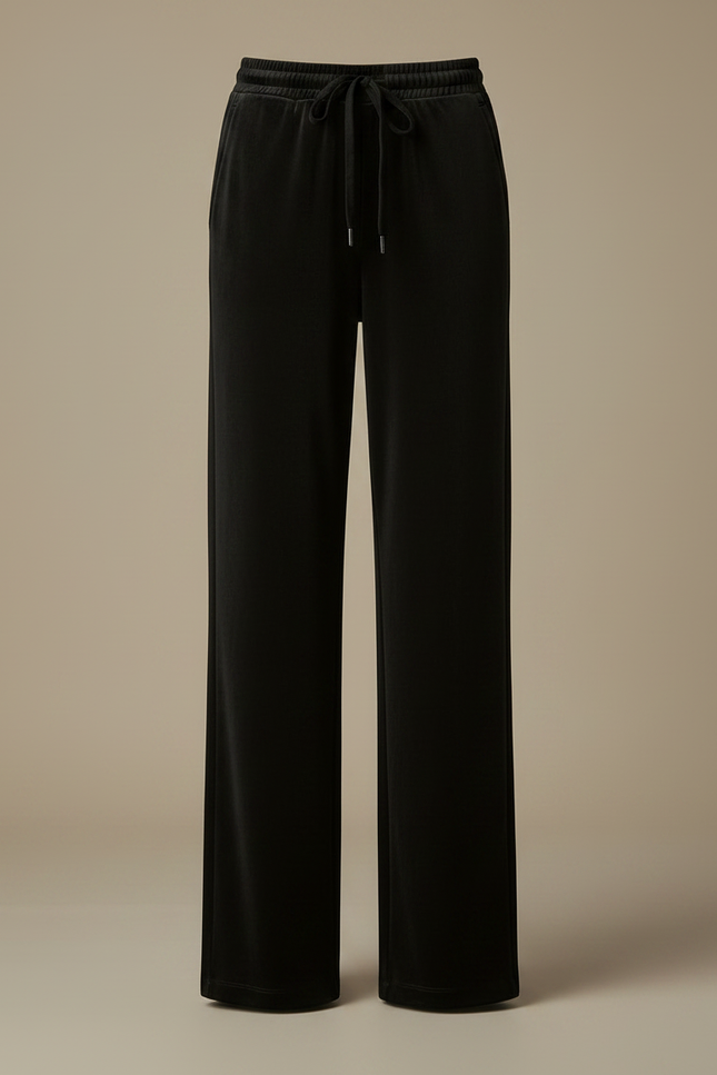 Pantalon Velours Noir Ample Fluide Cordon Femme - vue 3
