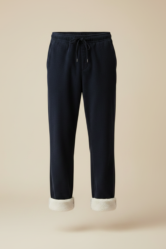 Pantalon Velours Marine Doublé Polaire Homme Confortable - vue 3