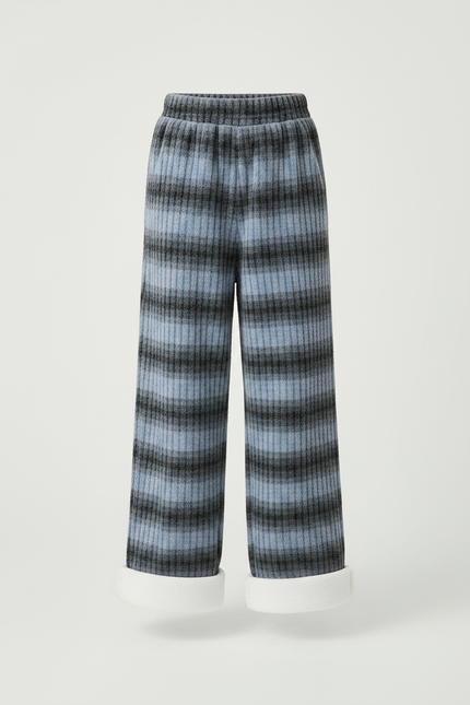 Pantalon Velours Rayé Bleu Gris Large Épais - Multicolore - vue 3