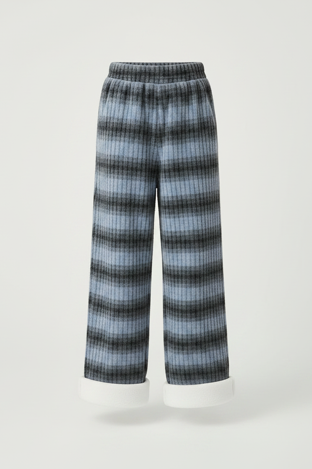 Pantalon Velours Rayé Bleu Gris Large Épais - Multicolore - vue 3