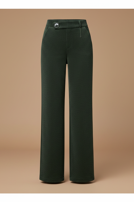 Pantalon Velours Côtelé Vert Taille Haute Ample Femme - Cordé - vue 3