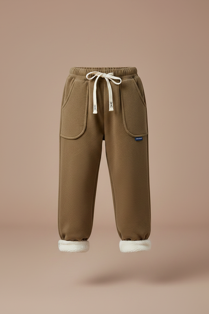 Pantalon Velours Marron Doublé Sherpa Ample Confortable Enfant - vue 3