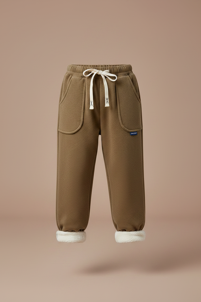 Pantalon Velours Marron Doublé Sherpa Ample Confortable Enfant - vue 3
