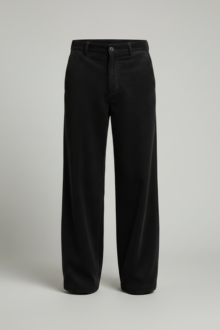 Pantalon Velours Homme Noir Large - Cordé - vue 3