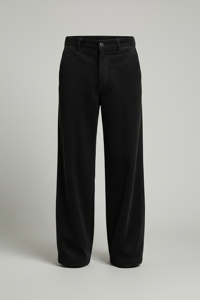 Pantalon Velours Homme Noir Large - Cordé - vue 3
