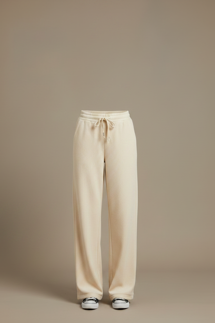Pantalon Velours Femme Beige Large - Cordé - vue 3