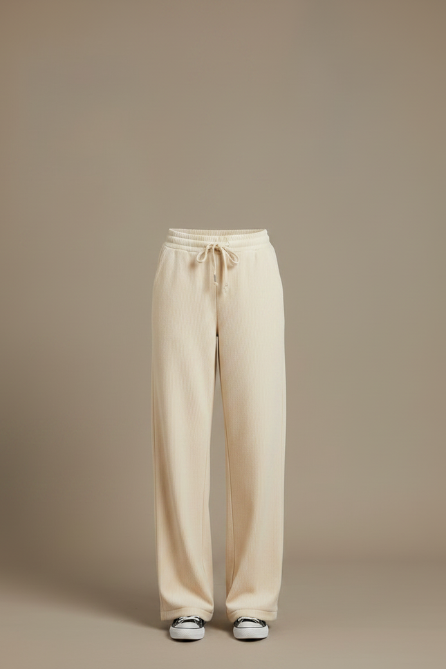 Pantalon Velours Femme Beige Large - Cordé - vue 3
