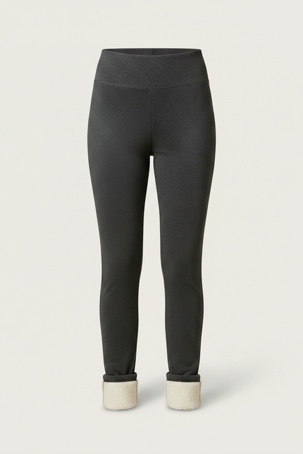 Pantalon Velours Gris Slim Taille Haute Molletonné Femme - vue 3
