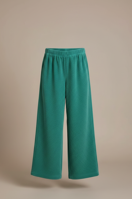 Pantalon Velours Côtelé Vert Ample Décontracté Fille - Cordé - vue 3