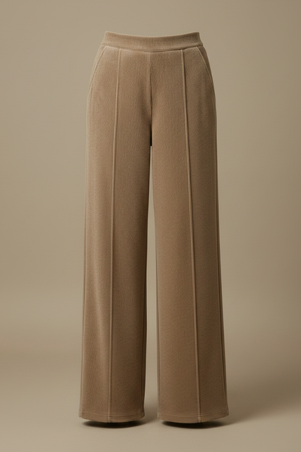 Pantalon Velours Beige Côtelé Ample Taille Haute - Cordé - vue 3