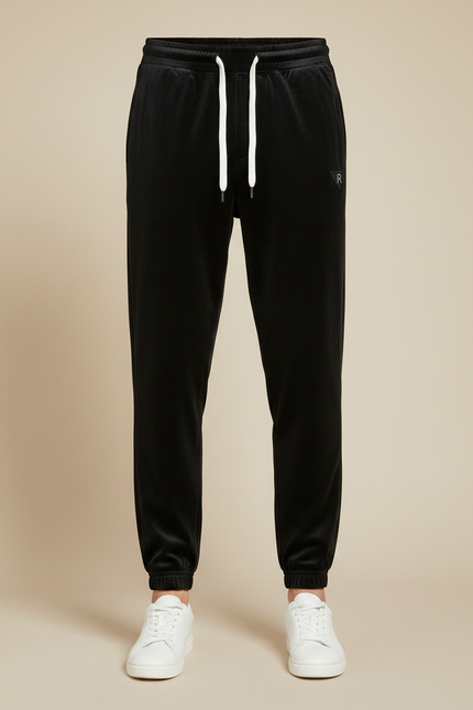 Pantalon Velours Noir Homme Sport Élégant Cordon - vue 3