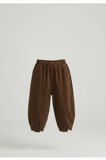 Pantalon Velours Marron Côtelé Ample Enfant Rétro - vue 3