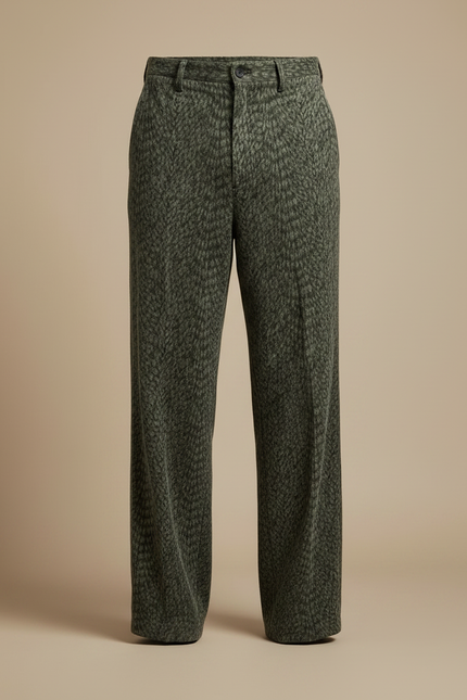 Pantalon Velours Vert Imprimé Léopard Ample Homme - vue 3