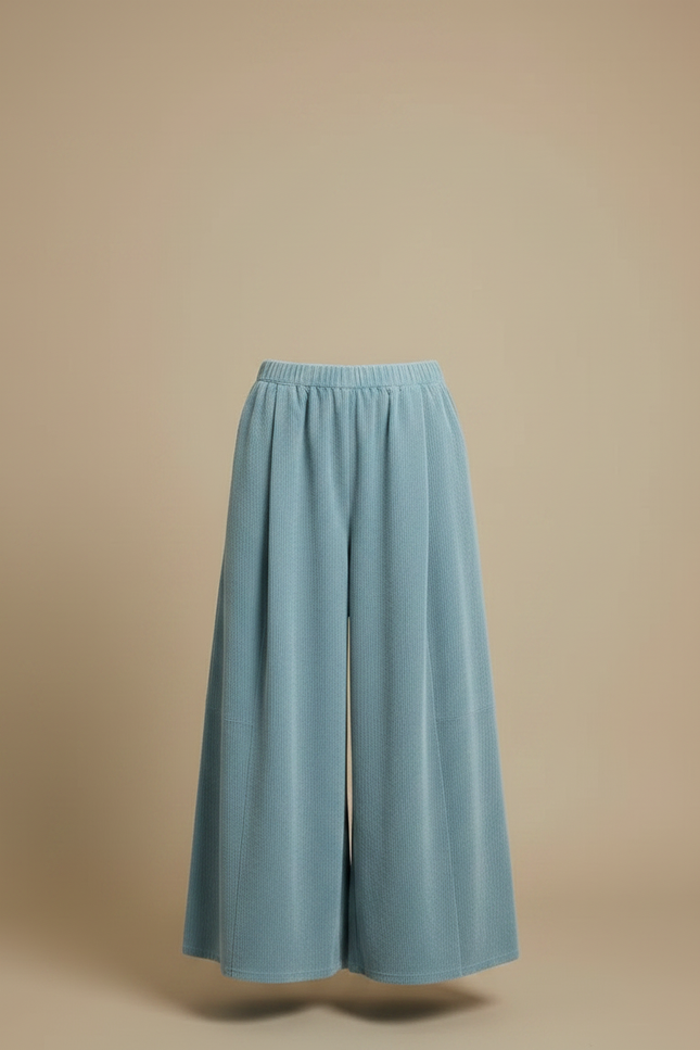 Pantalon Velours Côtelé Ample Bleu Femme Confortable - Cordé - vue 3