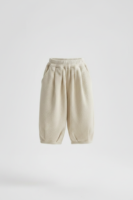 Pantalon Velours Beige Côtelé Ample Décontracté Enfant - vue 3