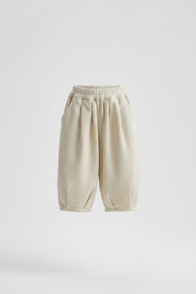 Pantalon Velours Beige Côtelé Ample Décontracté Enfant - vue 3