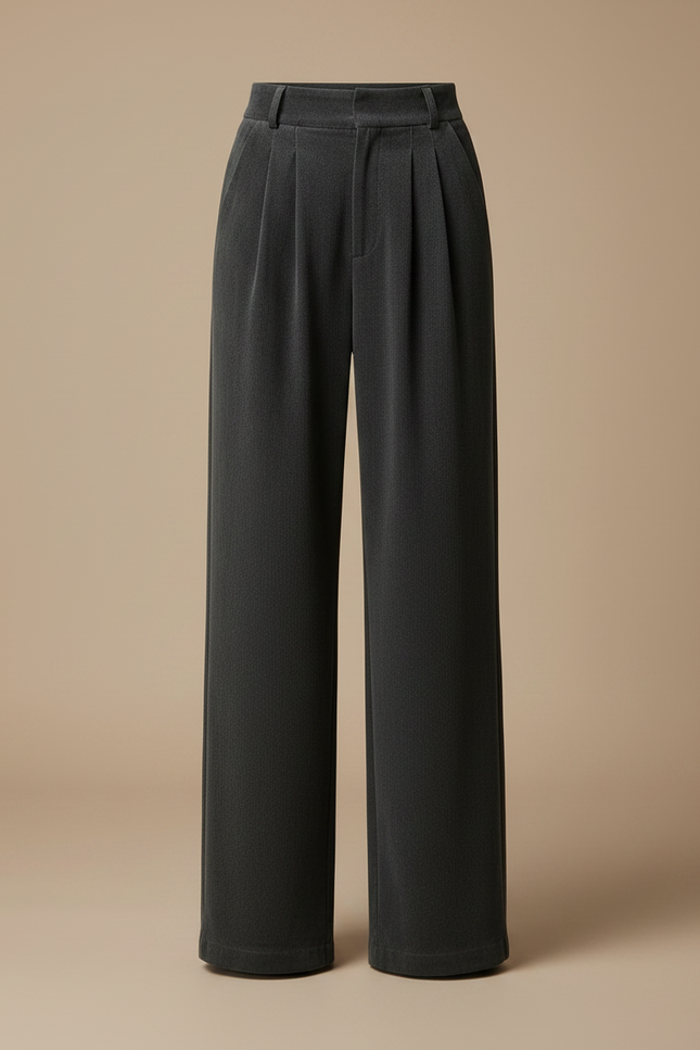 Pantalon Velours Gris Plissé Ample Décontracté Femme - vue 3