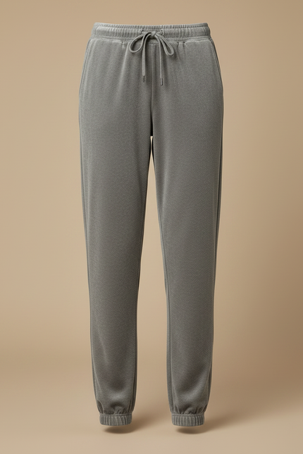 Pantalon Velours Gris Jogging Doux Confortable Femme - vue 3