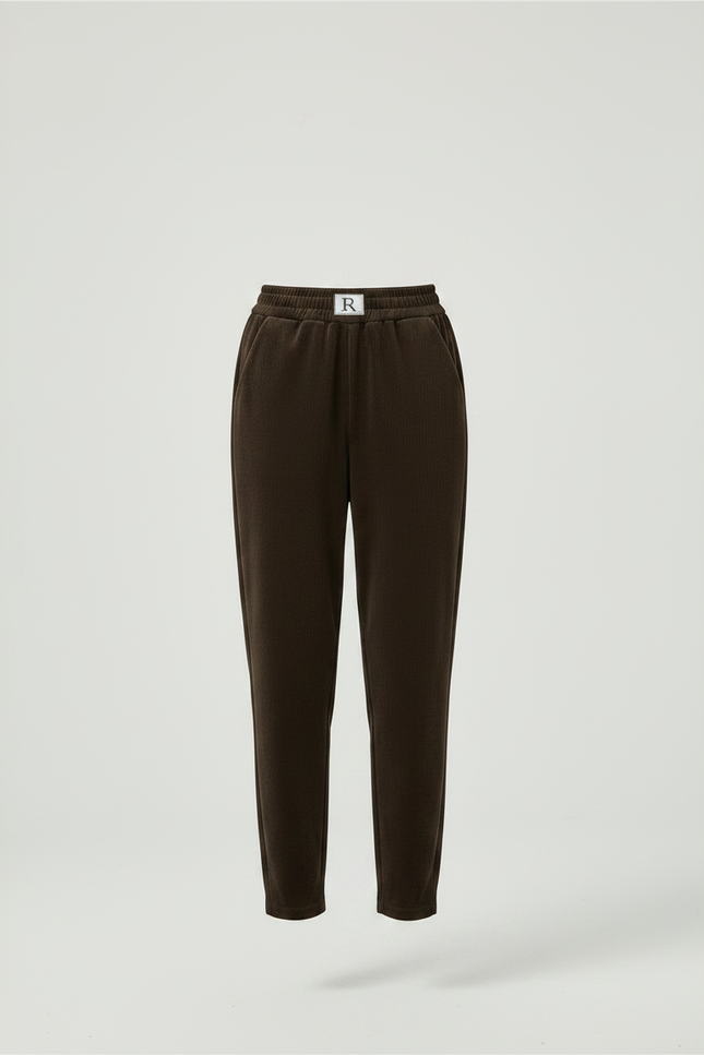 Pantalon Velours Marron Chaud Taille Haute Harem - vue 3