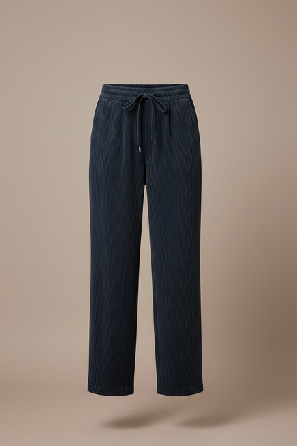 Pantalon Velours Femme Marine - Cordé - vue 3