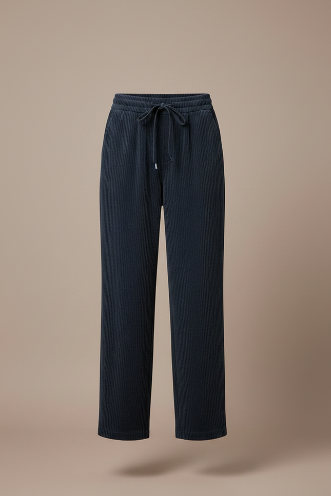 Pantalon Velours Femme Marine - Cordé - vue 3
