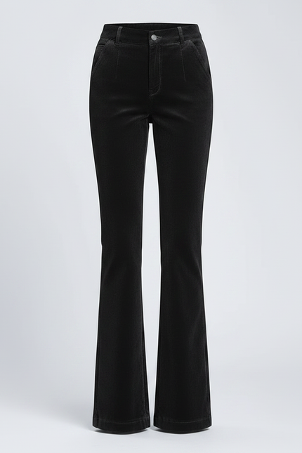 Pantalon Flare Velours Noir - Cordé - vue 3